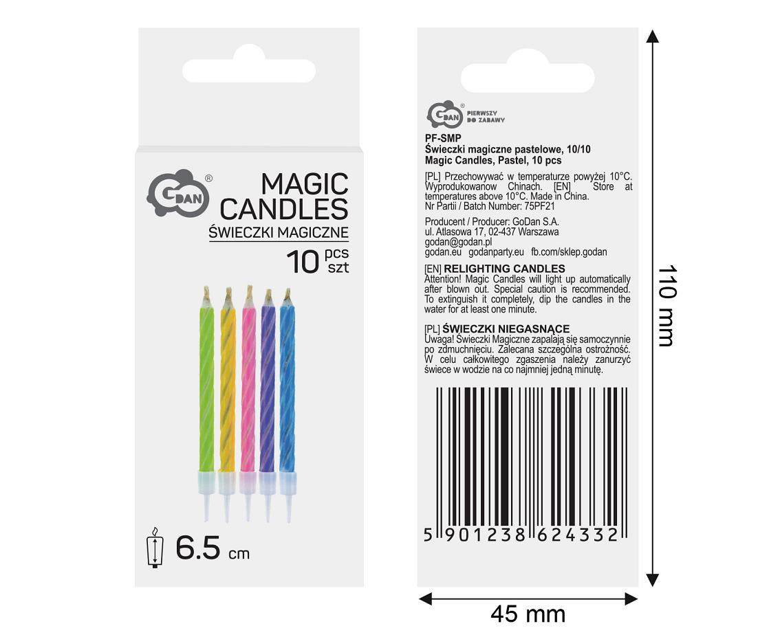 Magic Candles, Pastel, 10 Pcs